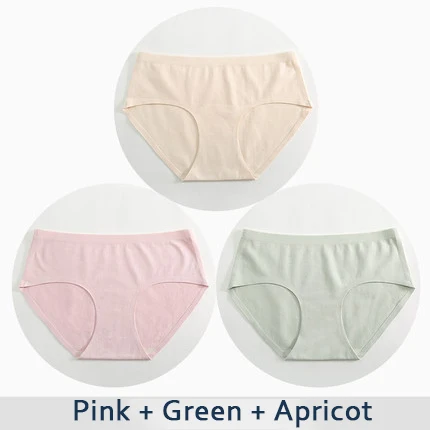 Pink Green Apricot DULAS Pantie женские бактериостази хлопок девушки нижнее белье средней посадки девушки нижнее белье дамы бесшовные Большие размеры трусики 3 шт./лот - Цвет: Pink Green Apricot