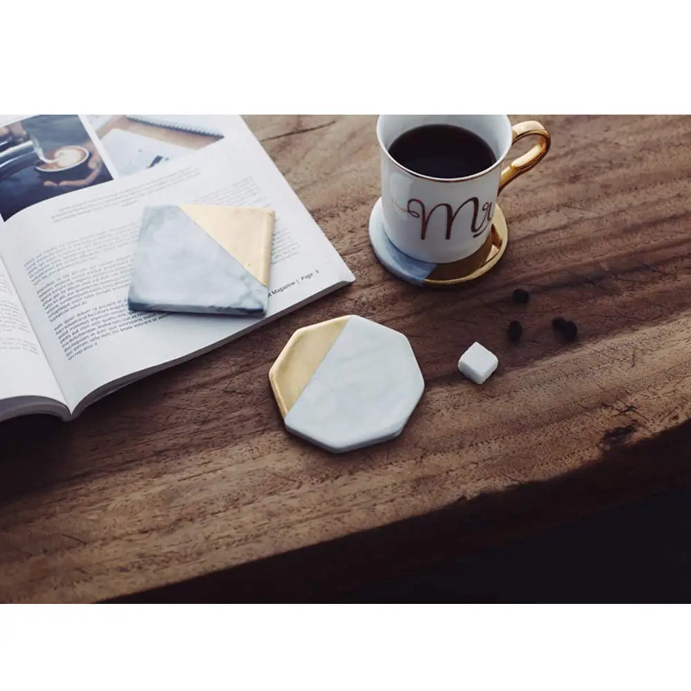 3 шт. керамические Мраморные Подставки под кофейные чашки коврики черные белые