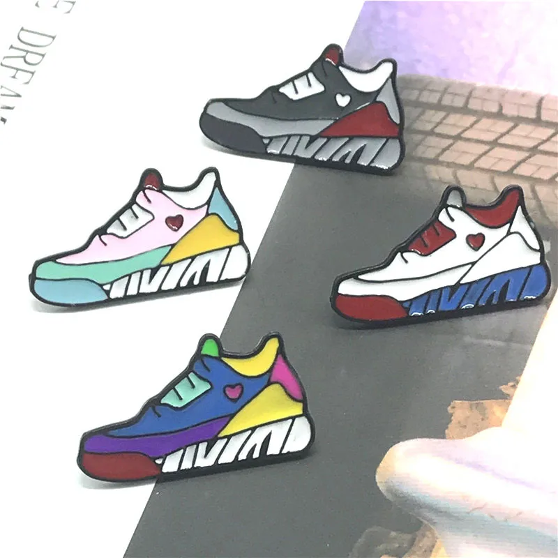 Креативный Цвет Любовь кроссовки Брошь для женщин джинсовые куртки сумка со
