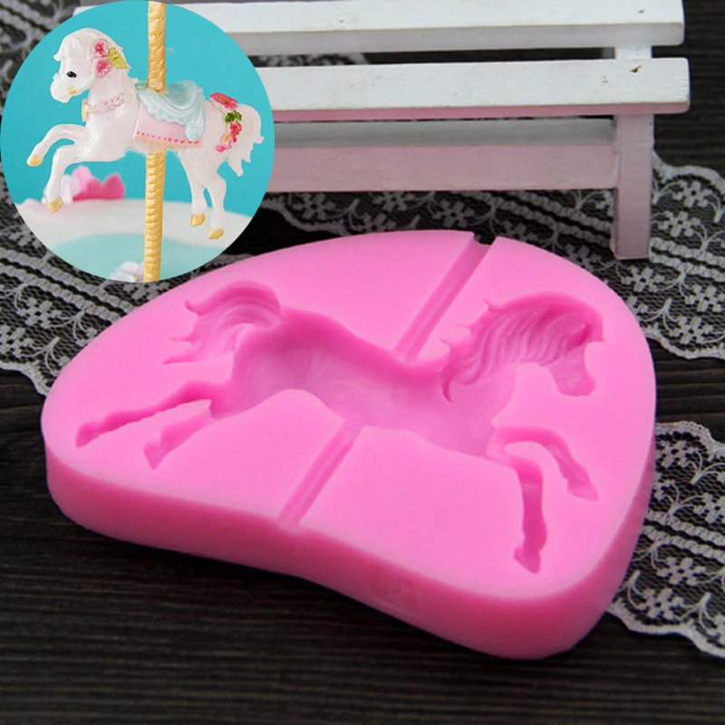 Карусель лошадь силиконовые помадные формы мыло торт Декор для запекания
