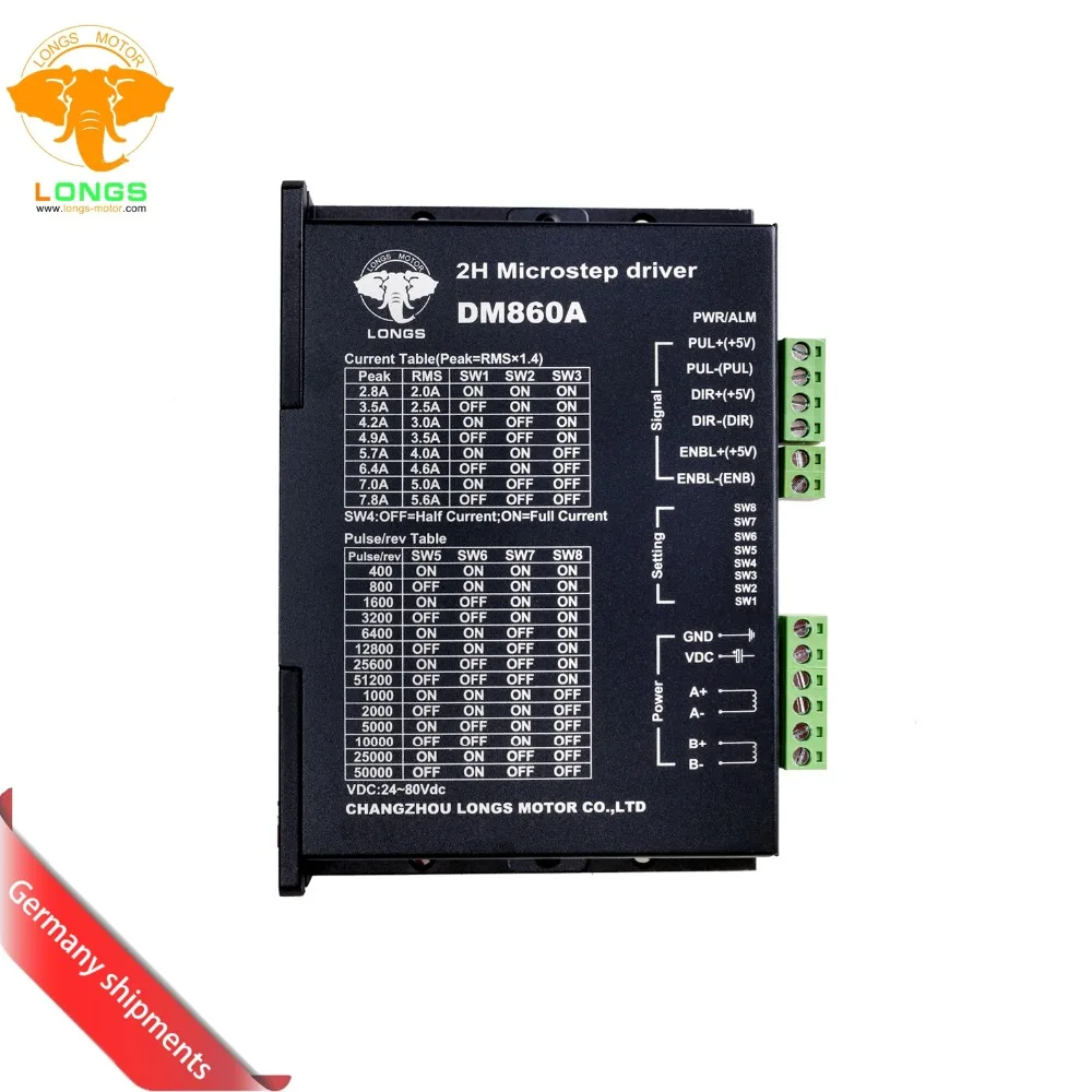 

Драйвер шагового двигателя DM860A peak 7.8A 256 micsteps 24VDC ~ 80VDC для Nema34