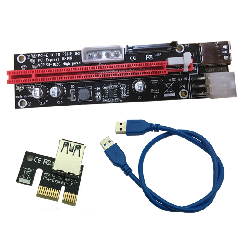 Новый 4-контактный 6pin SATA Блок питания PCI-Express Riser Card 60 см USB 3 0 кабель для передачи