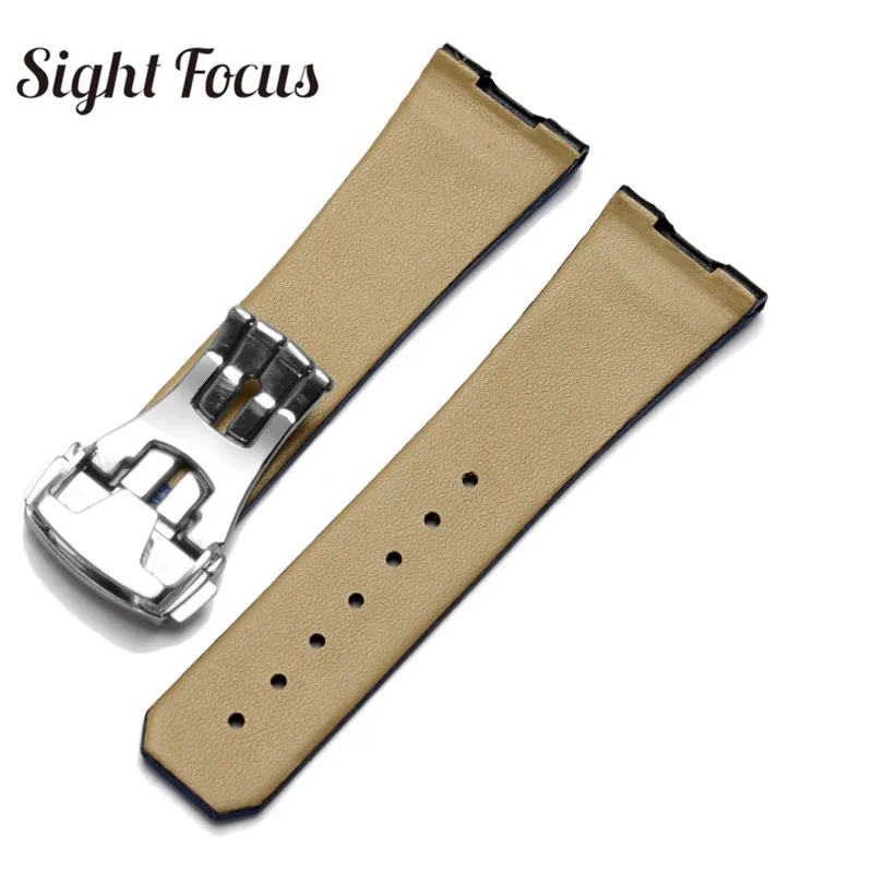 17mm(Concave 7mm)  23mm(Concave 9.5mm) Womens Leather Straps for Omega Watch Constellation Double Eagle Watchbands Bracelet Belt