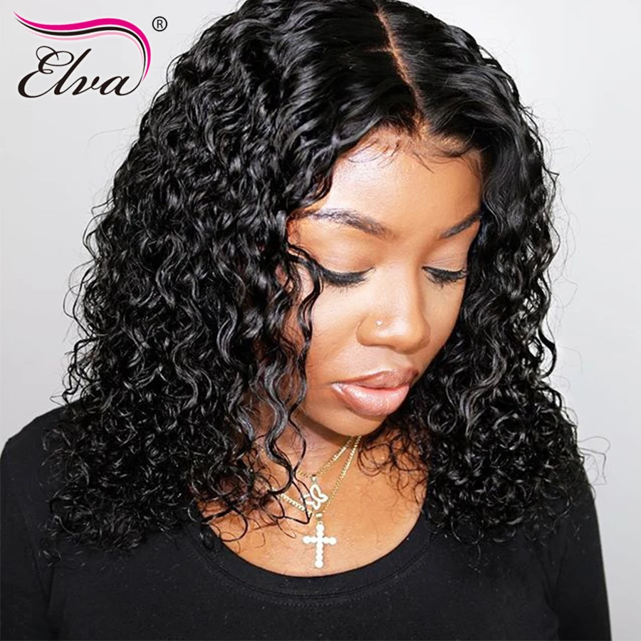 

Elva 13x6 Lace Front Wig Brazilian Remy Hair Curly Glueless Lace Front Human Hair Wigs Pre Plucked Transparent Lace Frontal Wig