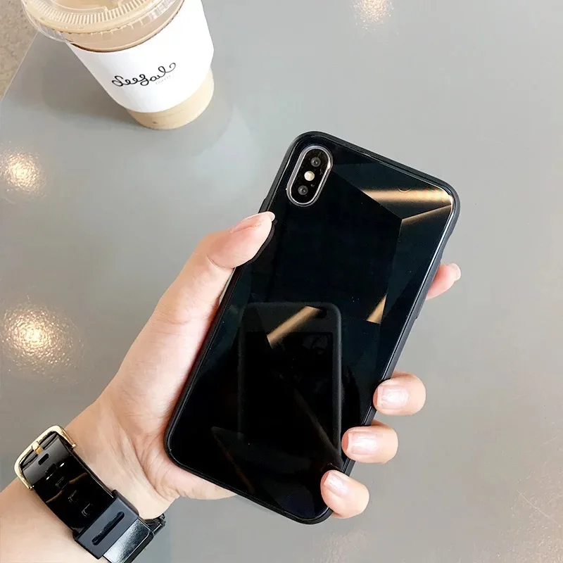 Gradient Case For iPhone XS 10S Max XR X 8 7 6 6s Plus 3D Diamond Printing Silicone Glass Back Cover xr xs max Shell |