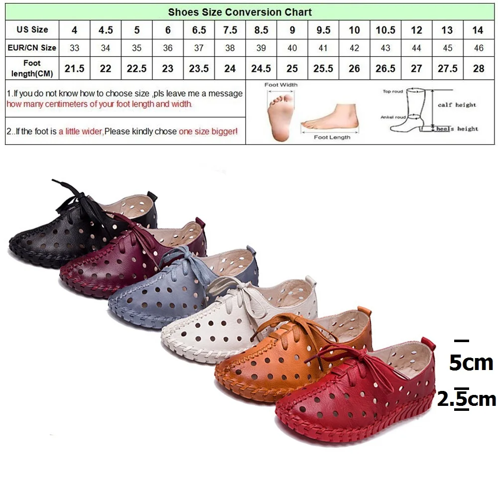 DRFARGO Summer Shoes Women Genuine Leather Loafers Hollow cutout Breathable Holes Soft Femme Chaussure Lace up Shoes 35-41 1605