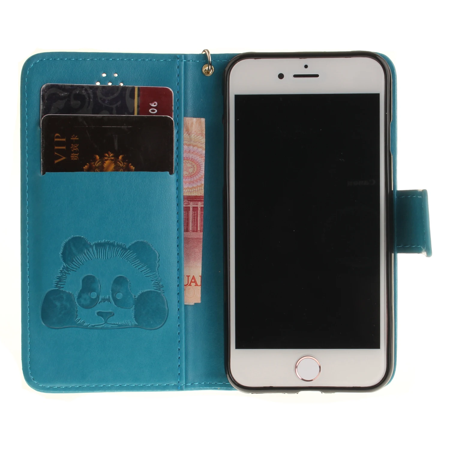 Для Apple iPhone 7 Coque Panda флип искусственная кожа с тиснением dffect + Силиконовые Бумажник
