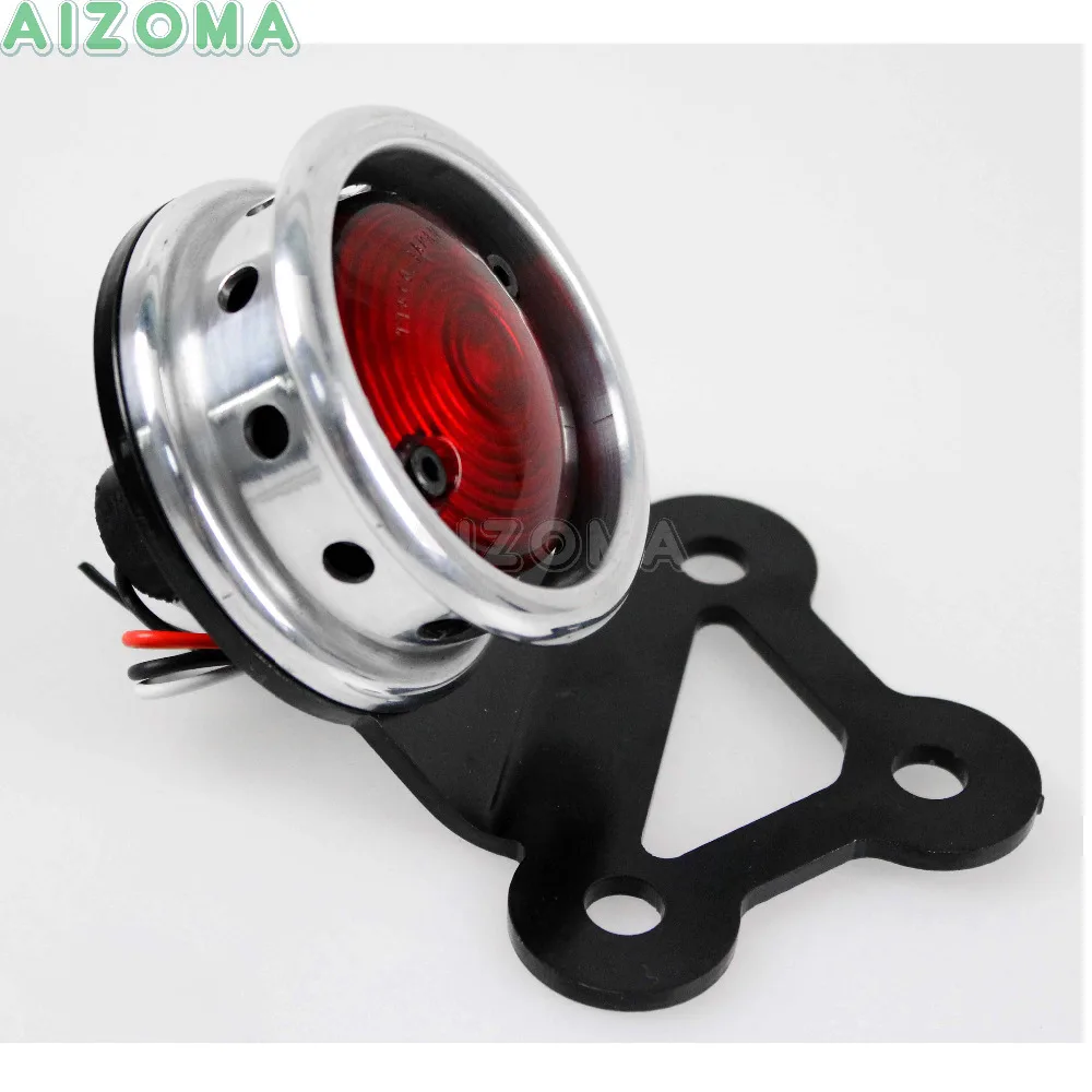 Silver Fanalino Fanale Cafe Racer Tail Light Upgrade LED License Running For Chopper Honda Yamaha Harley Drilled Holes |