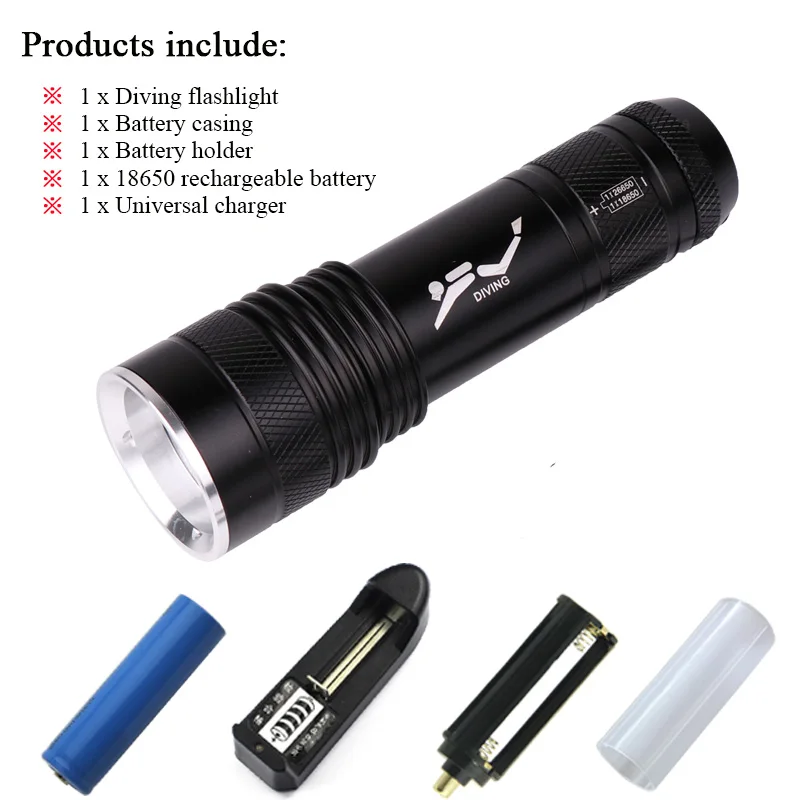 flashlight Set B Светодиодный светильник-вспышка s для подводного плавания, светильник-вспышка xml t6 uv395nm, фиолетовый светильник, водонепроницаемый фонарь, подводная лампа lanterna 26650 linterna - Испускаемый цвет: flashlight Set B