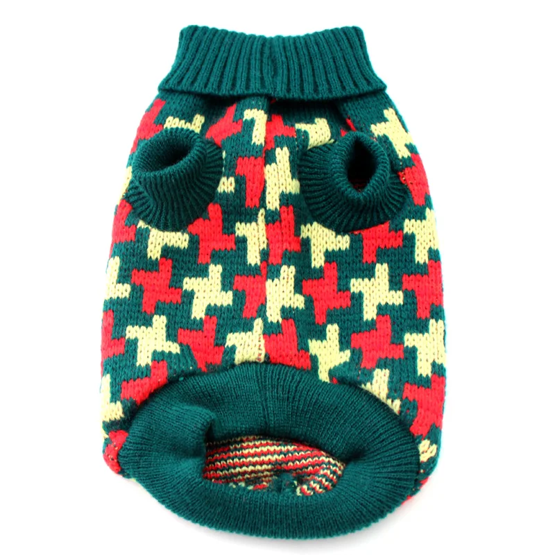 Маленький свитер для собаки кошки джемпер с геометрическими узорами жаккард