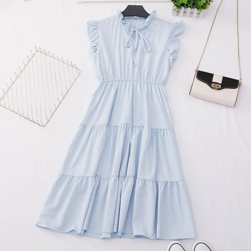 Women Dress Для женщин Летние повязки ремень рюшами Вечерние пляжные Слои торт Платье с бантом Винтаж, эластичные, обтягивающие, Высокая Талия пуловер миди бальное платье - Цвет: Women Dress