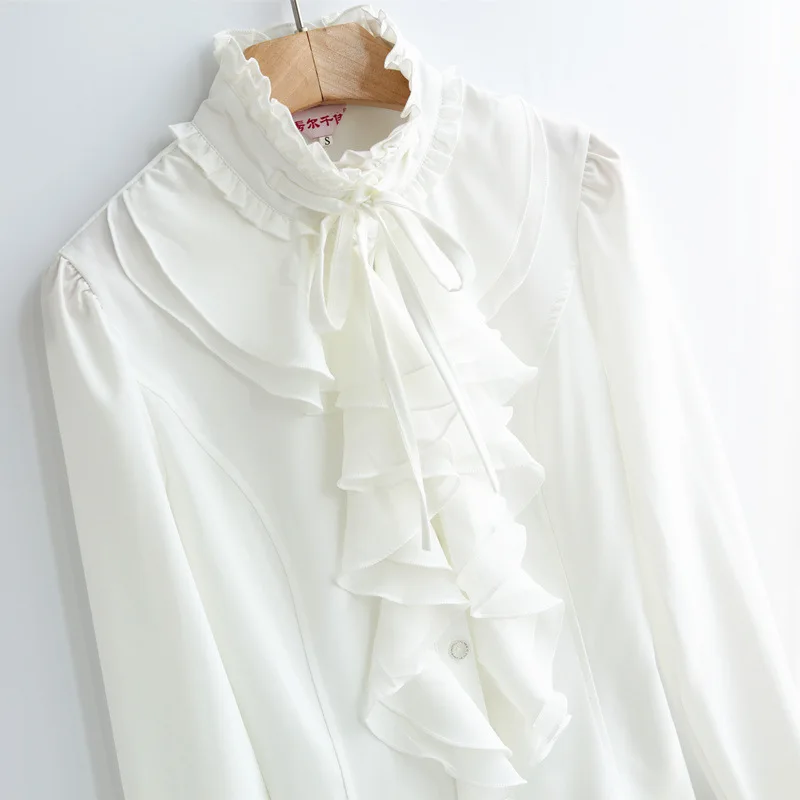 Блузка женская белая с воротником стойкой|plus size blouses|plus blouse womenblouses plus |