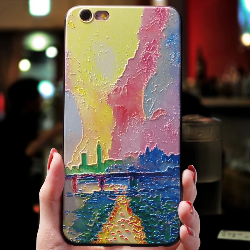 Модный чехол для телефона с масляной живописью и тиснением iPhone 11 12ProMax XS MAX XR Capa