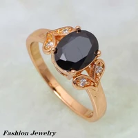fashion jewelry free shipping brand designer black cubic zirconia yellow gold ring size 7 5 ar260