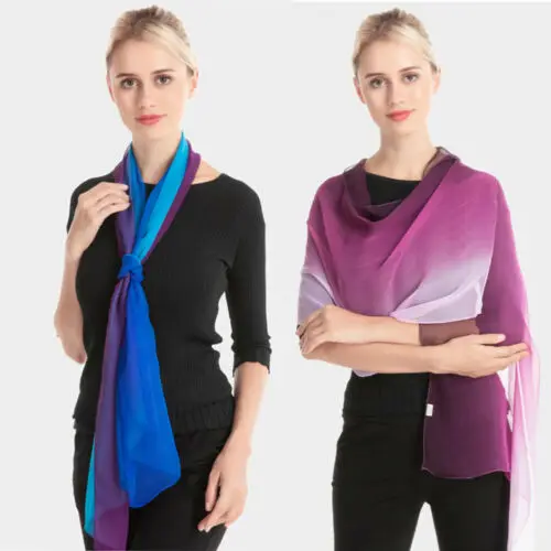 Модная женская Длинная накидка градиентного цвета Женская шаль шифоновый шарф