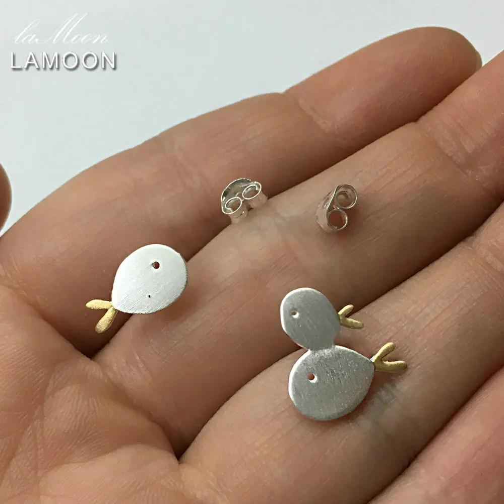 LAMOON 2 Little Fish Design Earrings for Women Cute Pure 925 Sterling Silver Fine Jewelry Accessories Party Bijoux EY028 | Украшения и