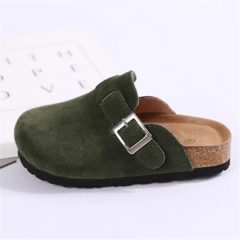 Зеленый New Summer Casual Slippers Children Flat Heels Baotou Beach Shoes Baby Toddler Nubuck Leather Slides Kids Sandals 041 - Цвет: Зеленый