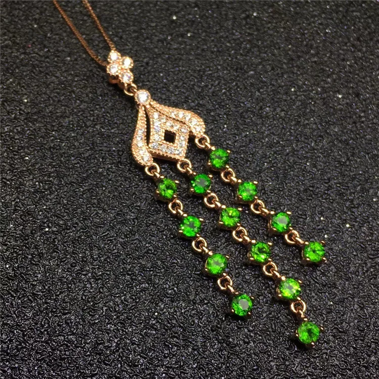 

KJJEAXCMY boutique jewels 925 Pure silver natural diophanous diamond pendant necklace inlaid with tassel ornaments
