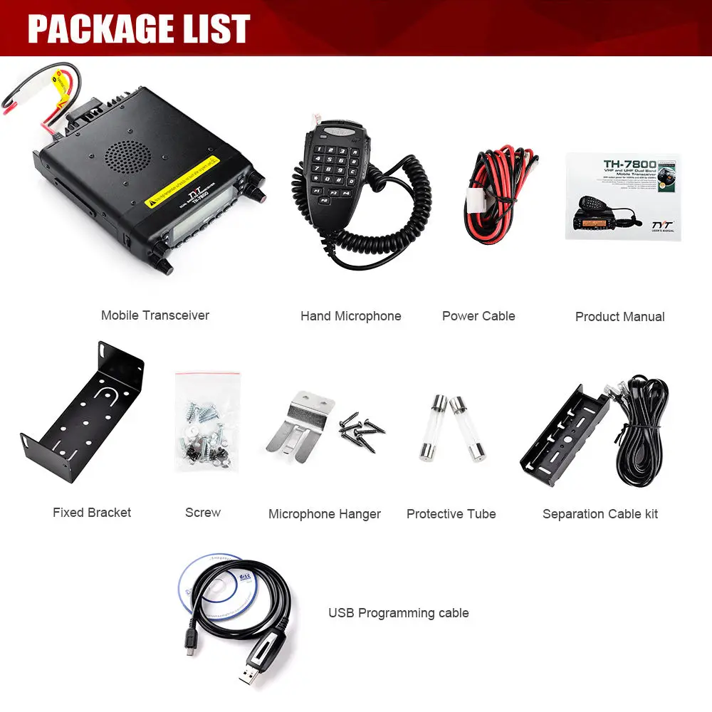 TYT TH-7800 50W LCD Dual Band Cross Repeat 136-174/400-480MHz Display Car Transceiver Ham Mobile Radio + кабель