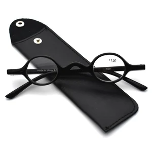 2019 ретро круглые очки для чтения модные глазки мини маленькая пластиковая оправа увеличительные защитные очки с карманом Чехол для очков Топ