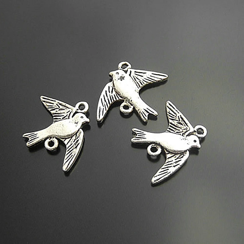 Antique Silver 22686) 30 шт. 21x16 мм из античной бронзы из цинкового сплава, подвески «Ласточка» Подвески самодельные ювелирные аксессуары Findings - Цвет: Antique Silver