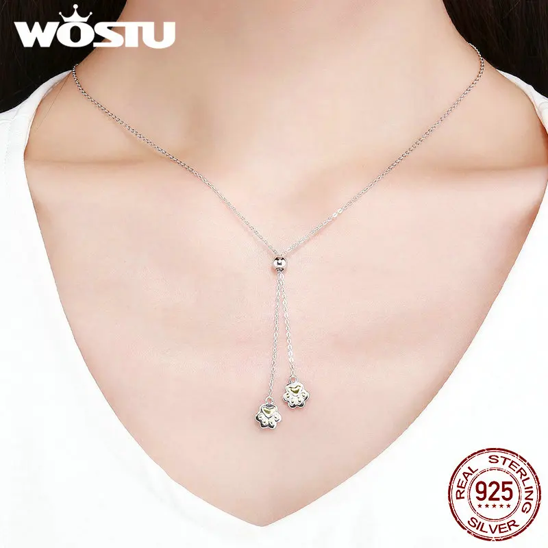 WOSTU хит продаж Настоящее серебро 925 пробы подвеска в виде лапы ожерелье для женщин