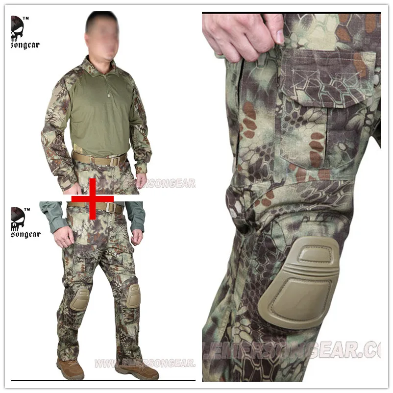 

Kryptek Mandrake Emerson bdu G3 uniform shirt Pants with knee pads Suits airsoft waregame Hunting MR EM8593+7046