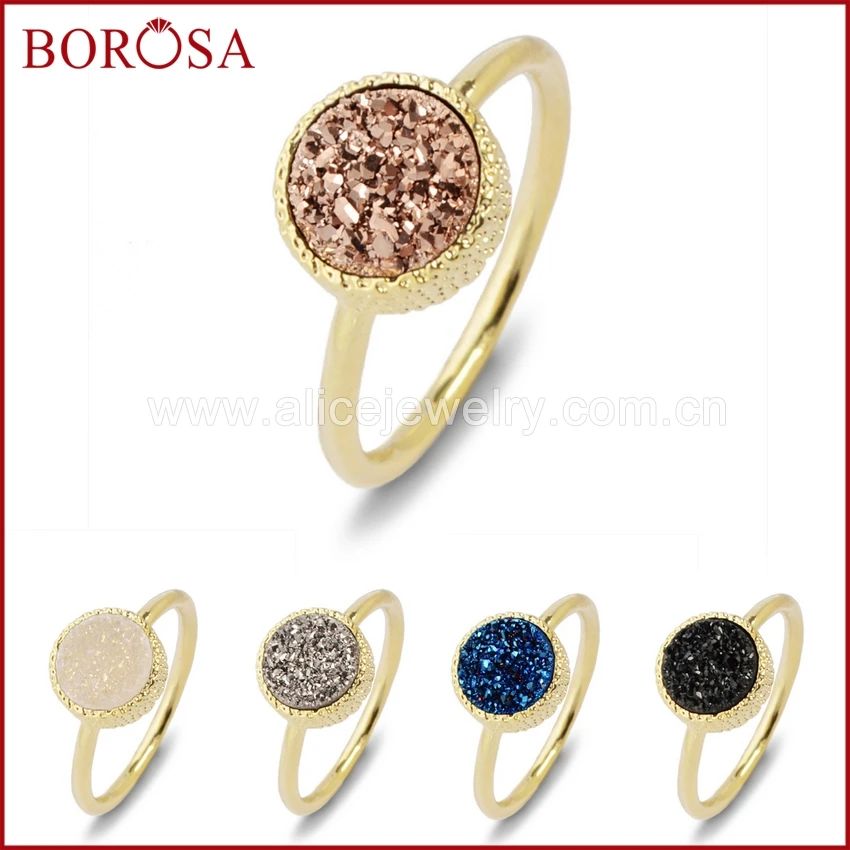 Кольцо BOROSA ZG059 с драгоценными камнями бижутерия круглой формы из натурального