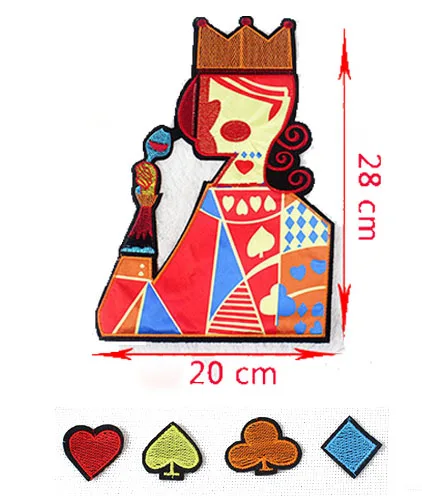 King with mini poker 3D элегантные вышитые патчи пришить Аппликация DIY для пальто куртка дятел, слон, бак, кимоно, покер король, Flyfish, олень - Цвет: King with mini poker