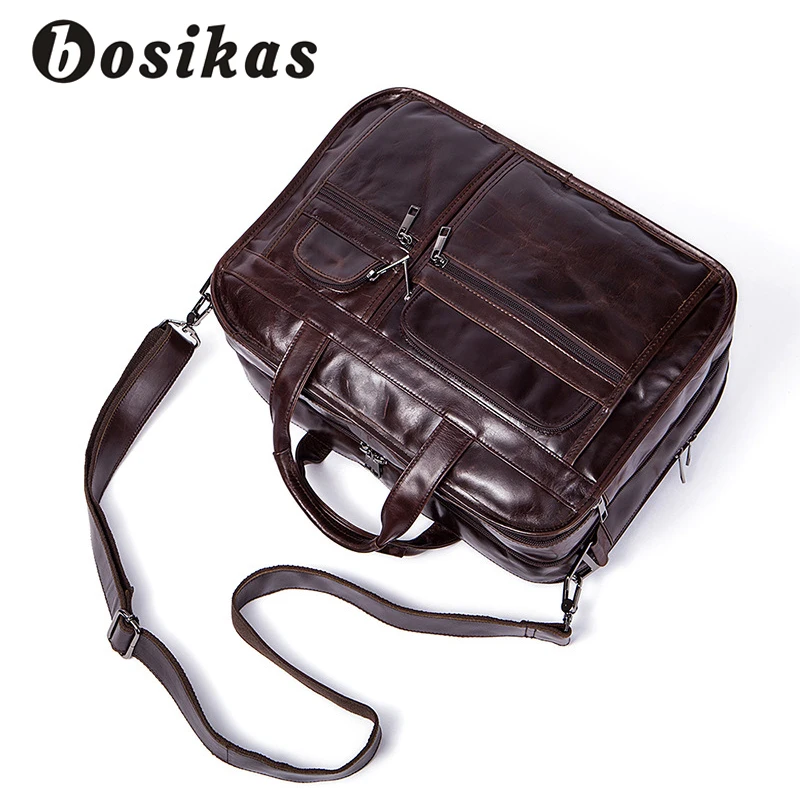 BOSIKAS Мужские портфели из натуральной кожи мужские кожаные сумки Сумка для