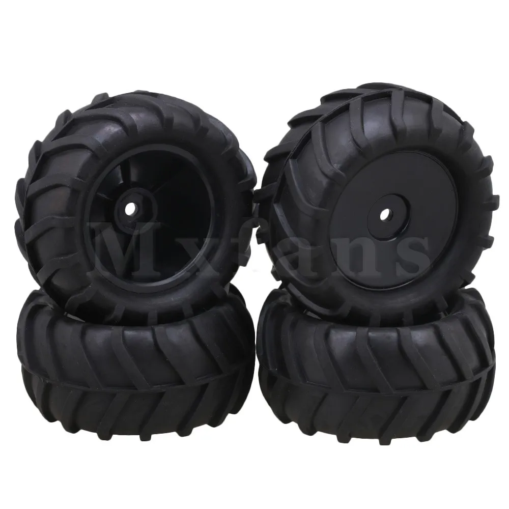 Sealed Wheel Rims Mxfans 12 мм шестигранные черные пластиковые вогнутые колесные диски+ веточка узор резиновые шины для RC1: 16 Largefoot автомобиль упаковка из 4 - Цвет: Sealed Wheel Rims