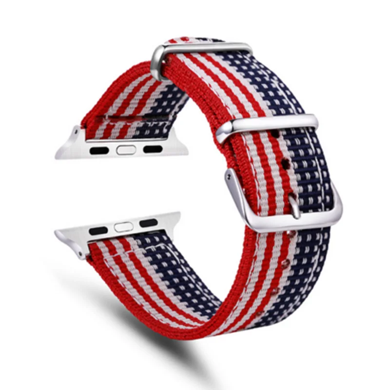 American Flag Шеллхард Радужный спортивный тканый нейлоновый ремешок для часов 2 стиля нейлоновый ремешок для часов Apple Watch 1/2/3/4 38/40/42/44 мм браслет - Цвет ремешка: American Flag