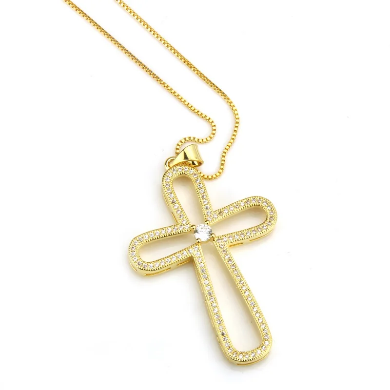 Новый дизайн оригинальное большое ожерелье с подвеской в виде полых крестов из