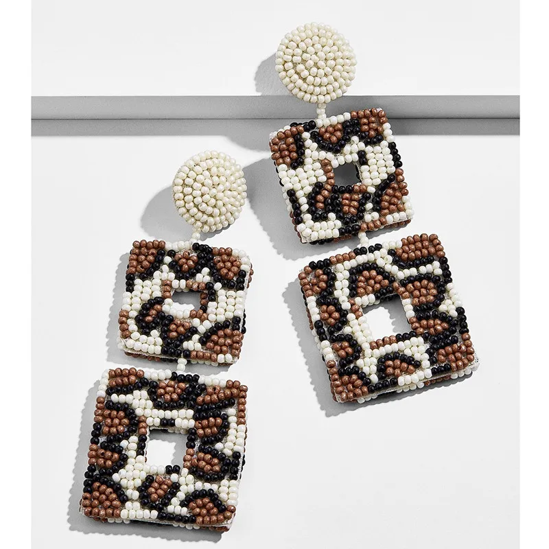 Miwens Leopard Бусины Двойной площади большие серьги висюльки для женщин Boho Винтаж Этническая Украшения ручной работы интимные аксессуары Brincos A514 - Окраска металла: brown