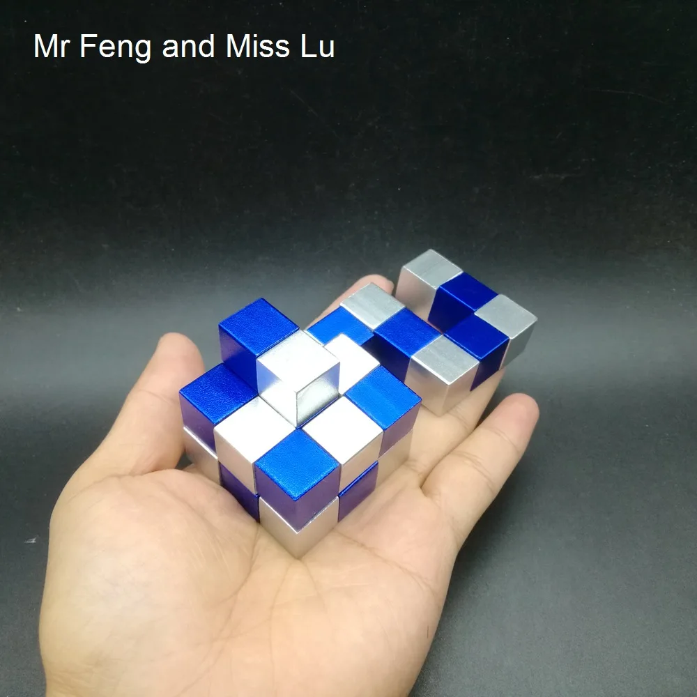 Сложная алюминиевая металлическая головоломка игра-головоломка для мозга кубик