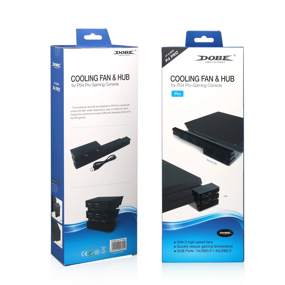 ДОБЕ 2-в-1 Turbo кулер и USB Hub комбинированный комплект для PS4 Pro Сенсор Температура контролируемого охлаждения вентилятор и адаптер Зарядное устройство контроллера