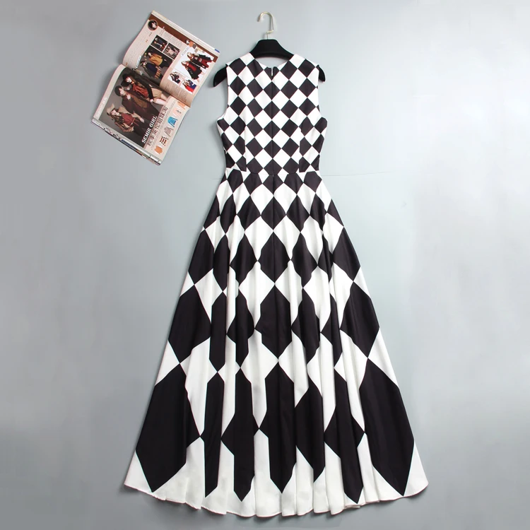 Женское длинное платье с клетчатым принтом модельное бальное большого размера 4XL