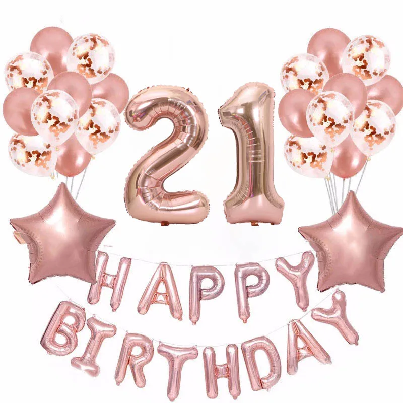 37 шт./лот 18 21 30 50 60th Happy шары ко дню рождения звезда розового золота конфетти 40 дюймов количество Фольга шар День рождения Декор поставки