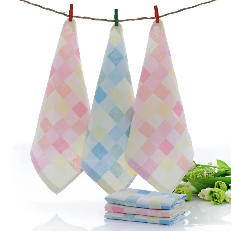 Квадратное полотенце горячая Распродажа 27*27 см хлопковое Марлевое клетчатое