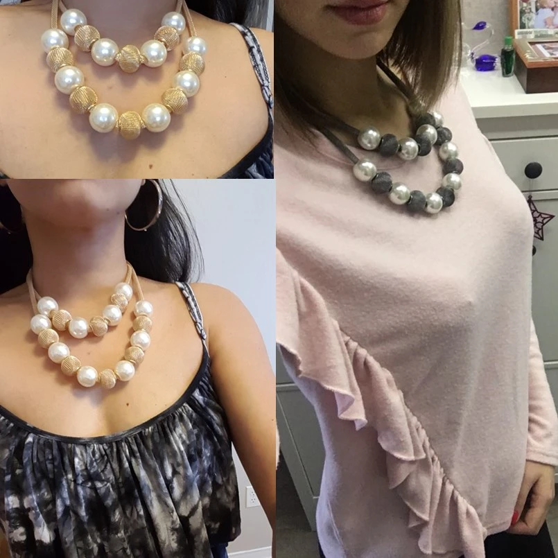 Женское Ожерелье из искусственного жемчуга 3 цвета|fashion statement necklace|statement necklacepearl