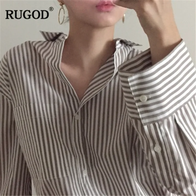 Блузка RUGOD женская в полоску с длинным рукавом | Женская одежда