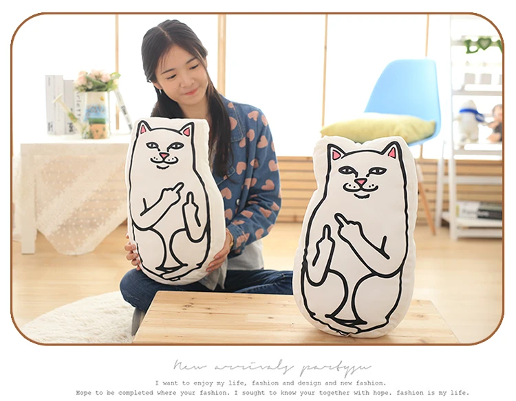 3D белый средний палец кошка улыбка забавная восхитительная Подушка Диван