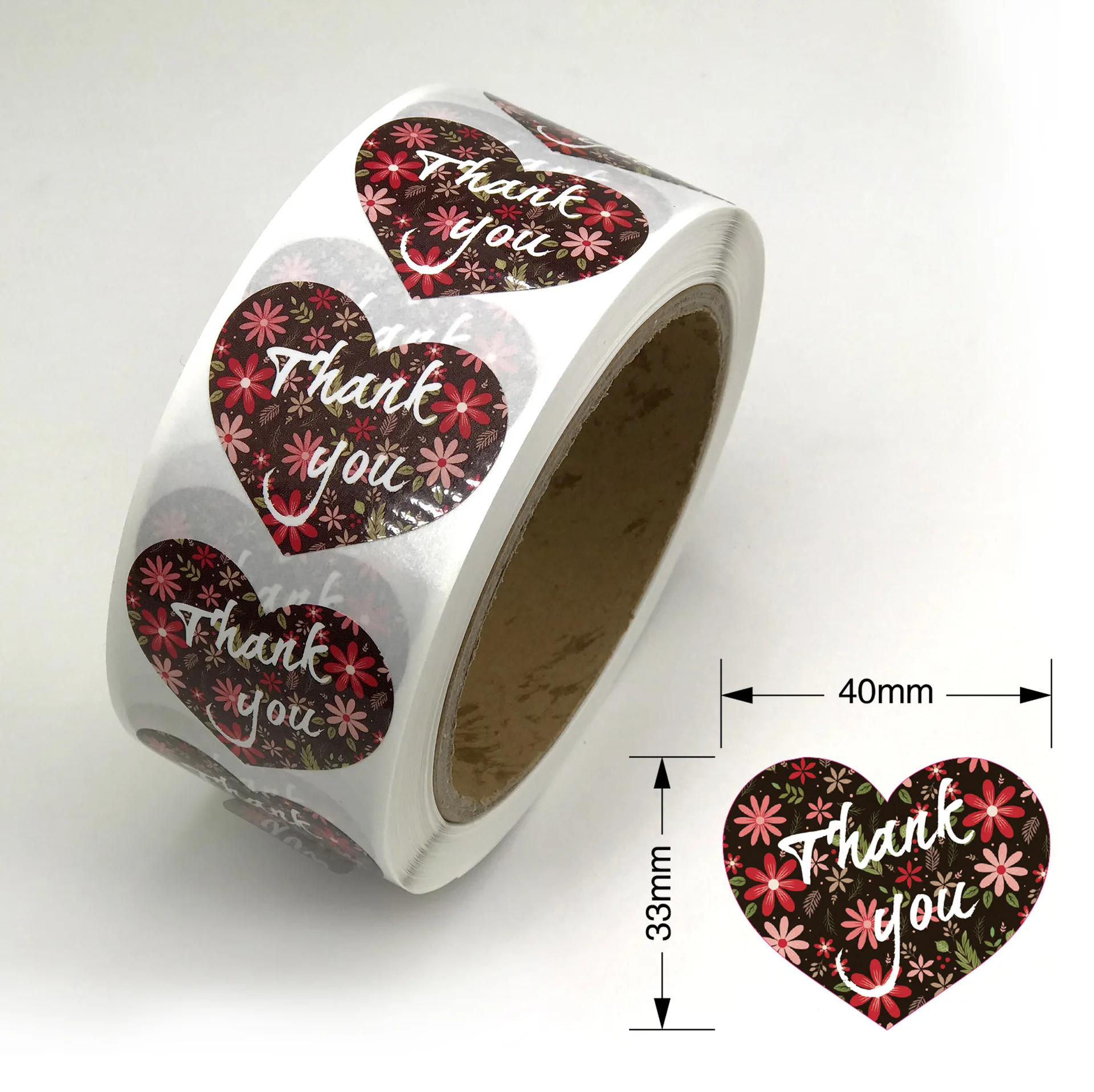 F 600pcs for 1 Roll 600 шт/рулон, наклейки с надписью «Love Heart Thank You», этикетки для печати, декорированные цветами, Уплотнительная паста для упаковки подарков, офисные школьные принадлежности - Цвет: F 600pcs for 1 Roll