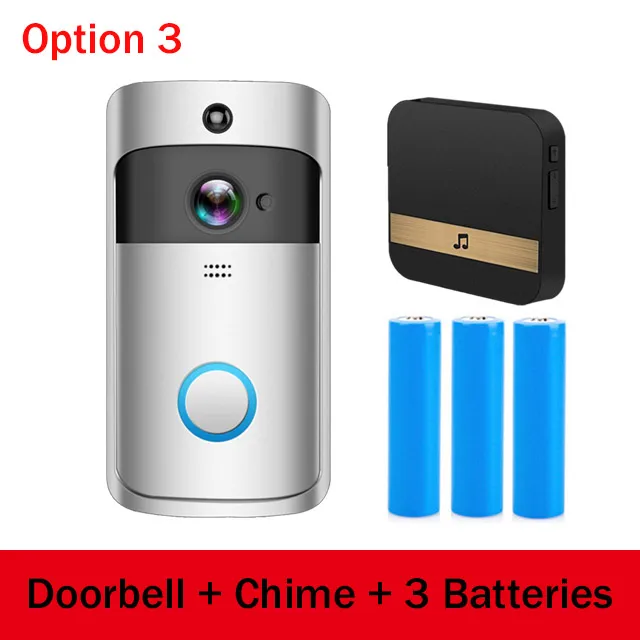 Option 3 Умный IP видеосвязь звонок wifi видео Кольцо телефон дверной звонок Cam беспроводная камера Wi-Fi для дверного звонка домашний ИК-сигнализация беспроводная камера безопасности - Цвет: Option 3