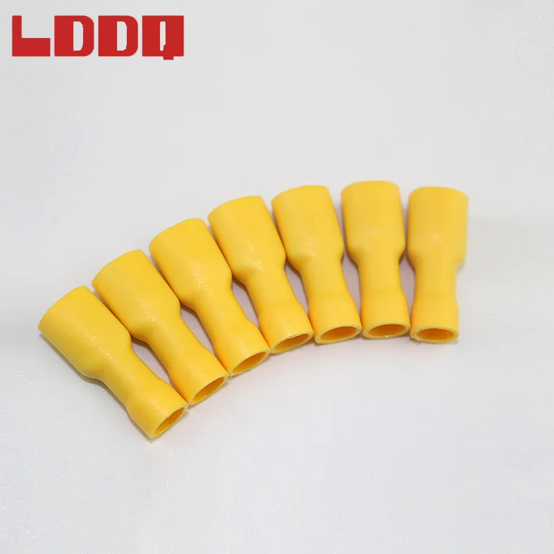 LDDQ 100 шт. 12-10AWG полностью изолированная лопатка обжимные клеммы желтые