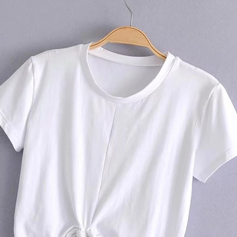 Женская футболка летняя с коротким рукавом и узлом|Футболки| |