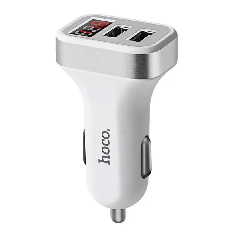 Универсальный HOCO Z3 2 порта USB Универсальное автомобильное зарядное устройство светодиодный цифровой дисплей двойной USB Мобильный телефон 2.1A Быстрая Зарядка адаптер для телефона - Тип штекера: Универсальный