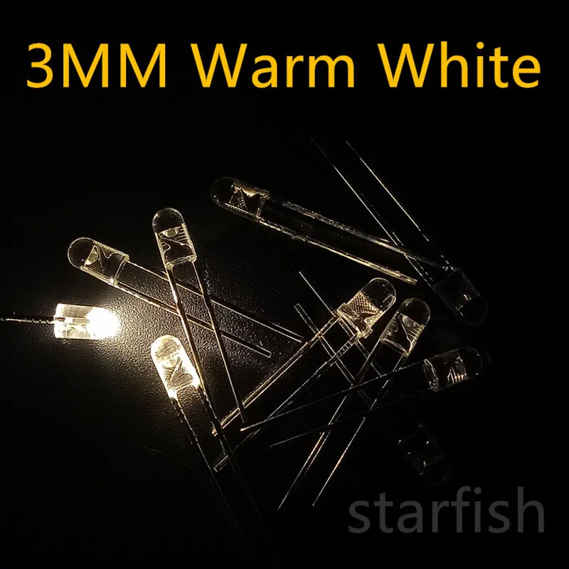 100 шт. путем самостоятельного выбора между 3 мм прозрачный теплый белый круглый