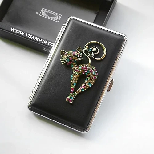 14 сигарет ретро женский красочный бриллиантовый Кот сигаретный чехол сигаретная