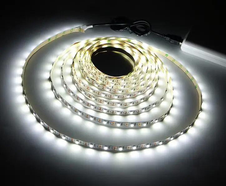 DC5V USB Водонепроницаемый светодиодный SMD 3528 RGB Гибкий Светильник лампы светодиодный светильник ТВ фоновый светильник клейкая лента 1 м 2 м 3 м 4 м 5 м - Испускаемый цвет: White